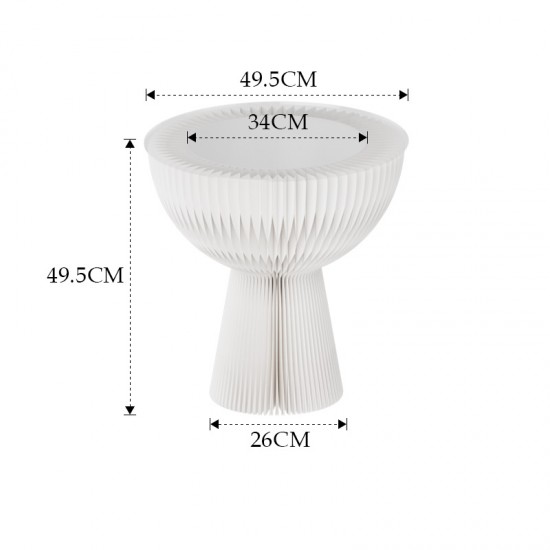 Portable Folding Kraft Paper Bouquet Table Side Corner Table Sofa Side Cabinet Nightstand White